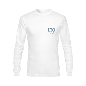 LTO Men White Blue Cotton Long Sleeve T-Shirt