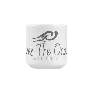 Loves The Ocean White DarkGrey Heart Shaped Mug (10.3 OZ)