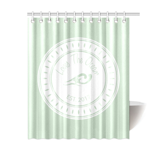 Loves The Ocean Mint White Shower Curtain 60