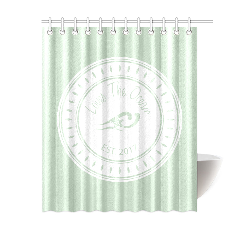 Loves The Ocean Mint White Shower Curtain 60