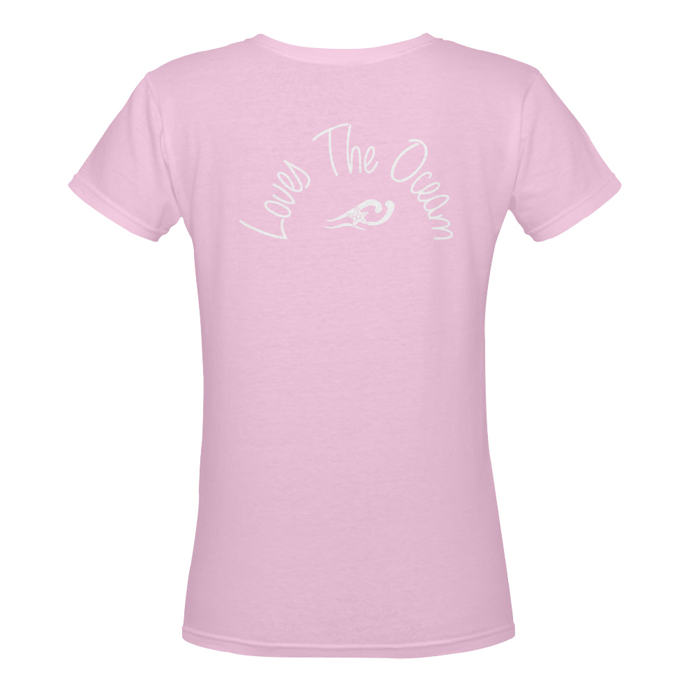 Loves The Ocean Rose V-Neck T-shirt