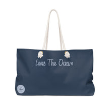 Load image into Gallery viewer, Loves The Ocean Navy Beach Bag